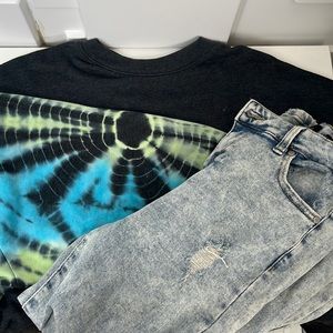 Pink Tie Dye Cropped Hoodie